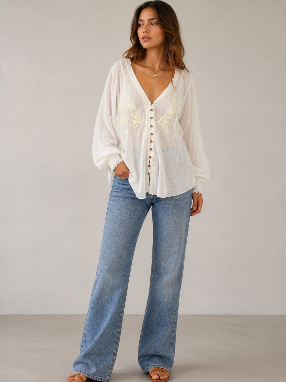 Free people Margie Embroidered cardigan
